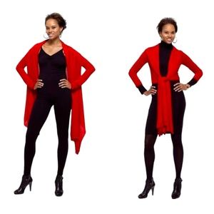 DKNY RED SILK & CASHMERE MULTIWAY LONG SLEEVE COZY - NWT
